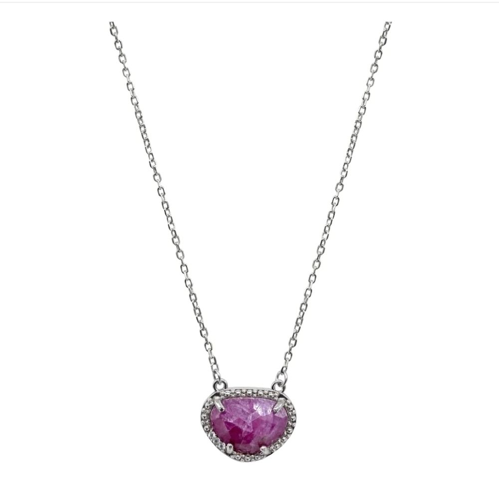 Adornia July Birthstone Necklace ruby silver